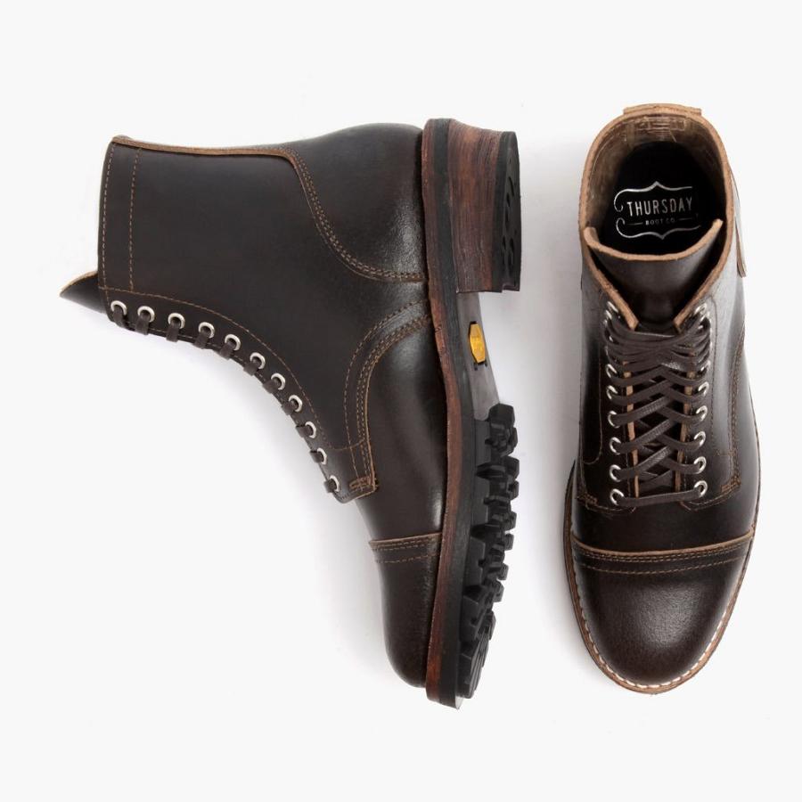 Men's Thursday Logger Leather Lace Up Boots Coffee | CA100JPQ