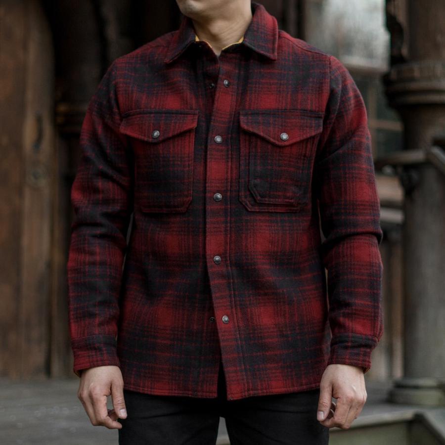 Men's Thursday Mackinaw Jac Wool Shirts Red / Black | CA285FDN