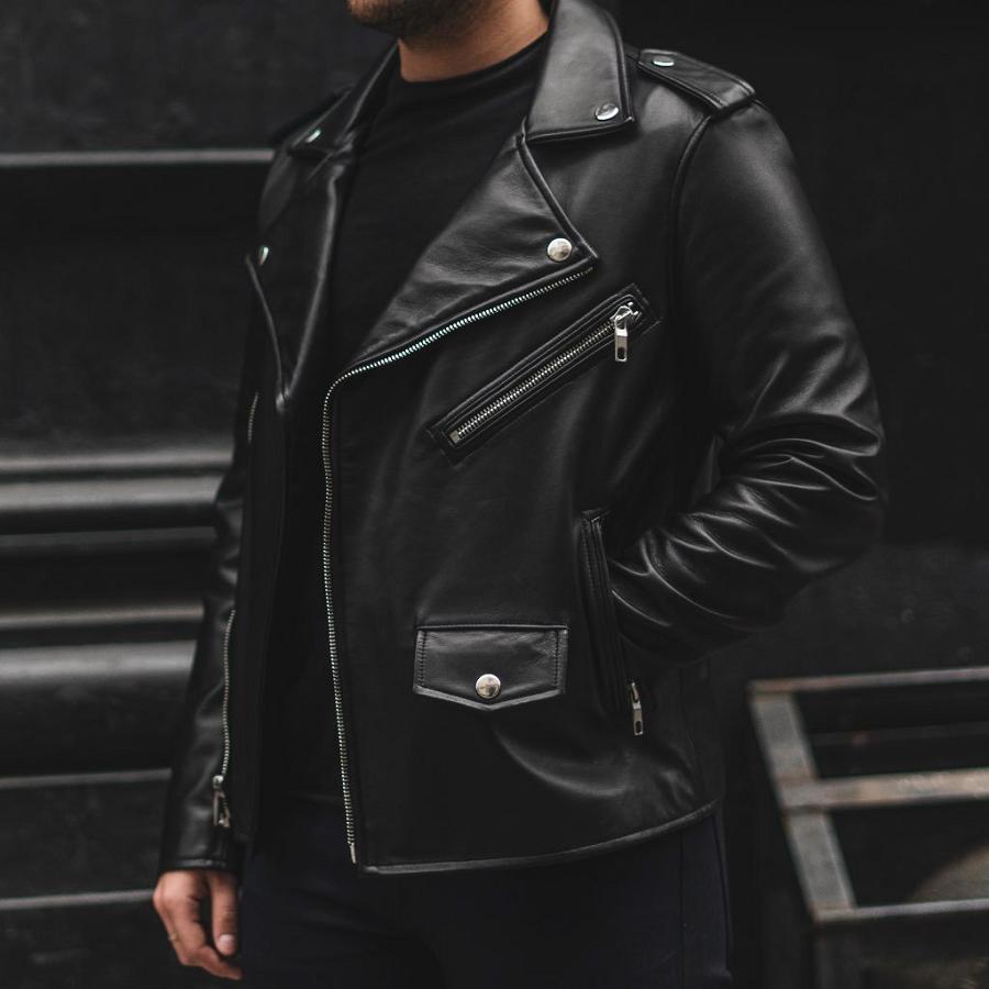 Men's Thursday Motorcycle Leather Jackets Black | CA267YXF