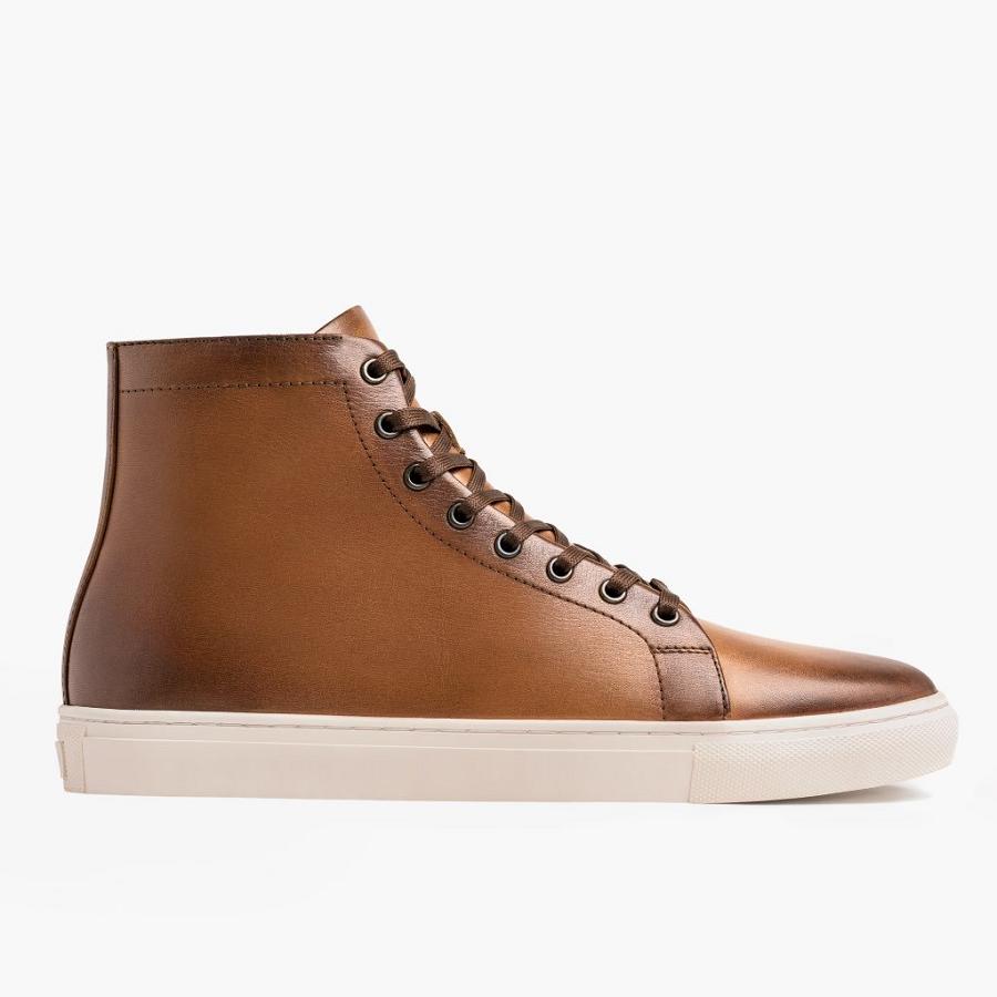 Men's Thursday Premier High Tops Leather Sneakers Gold | CA216TCE