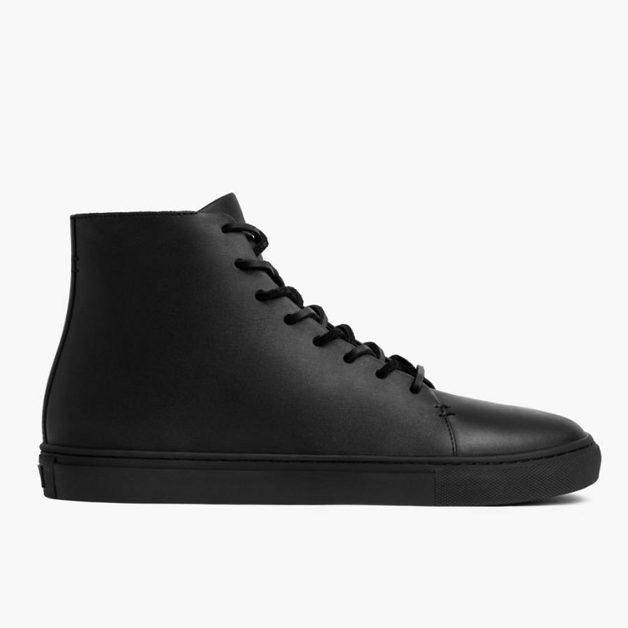 Men's Thursday Premier High Tops Leather Classic Sneakers Black | CA218EBC