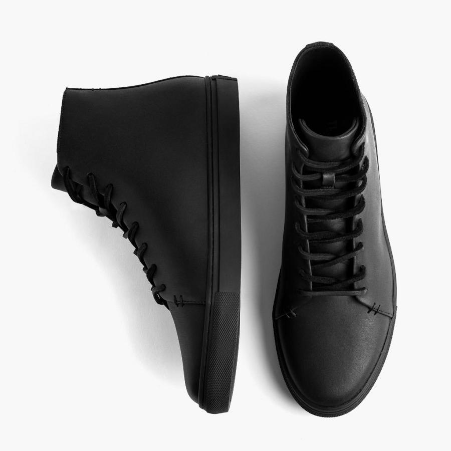 Men's Thursday Premier High Tops Leather Classic Sneakers Black | CA218EBC