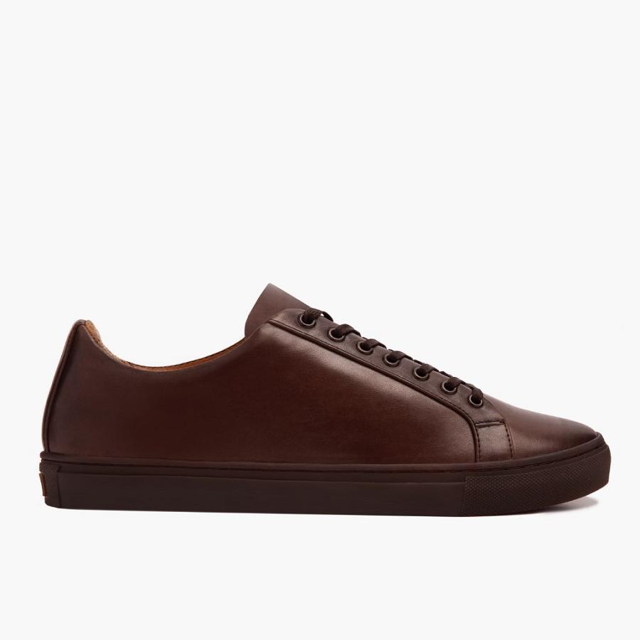 Men's Thursday Premier Low Tops Leather Sneakers Coffee | CA222NWY