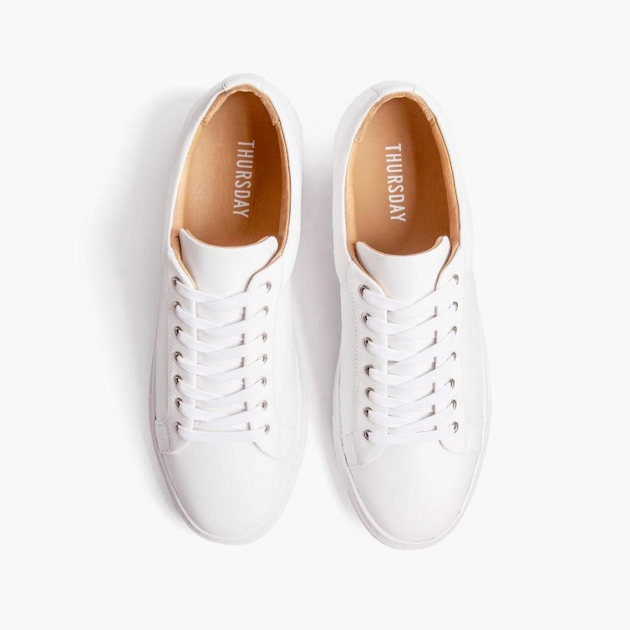 Men's Thursday Premier Low Tops Leather Sneakers White | CA224VRW