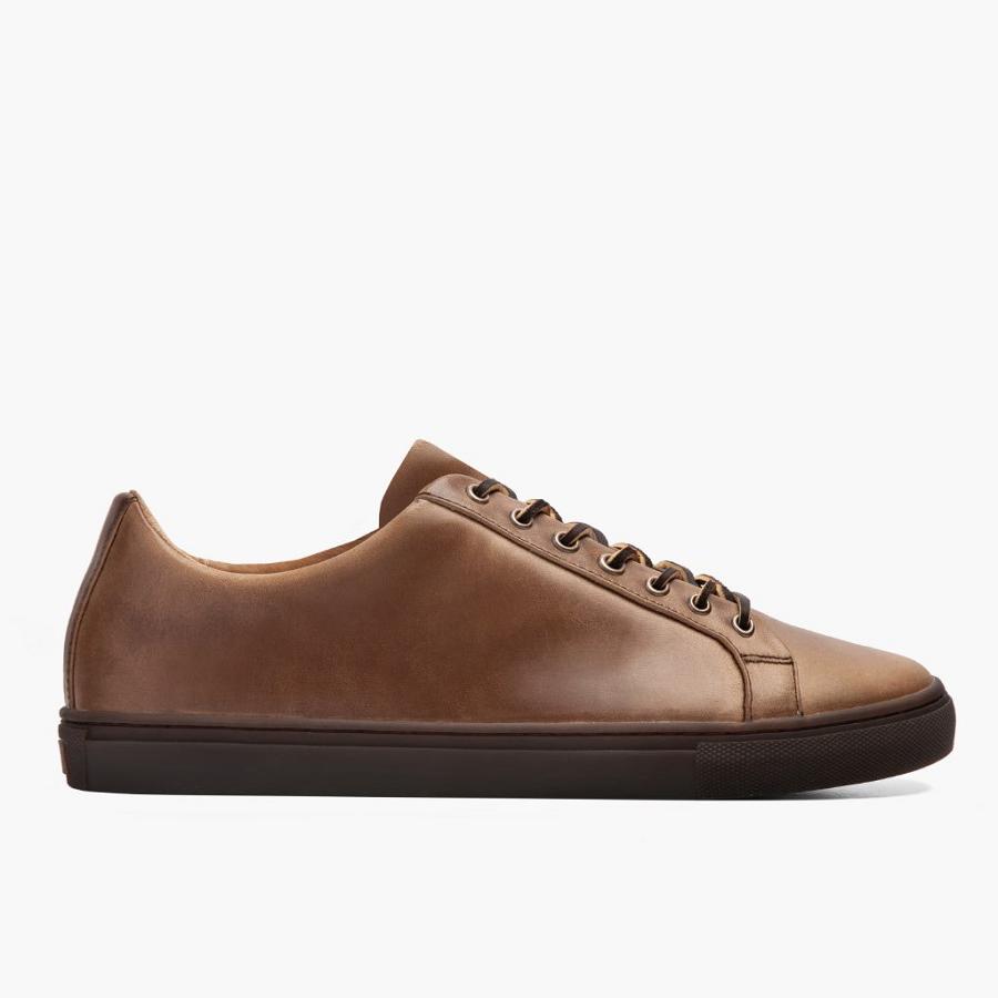 Men's Thursday Premier Low Tops Leather Sneakers Brown | CA225CTV