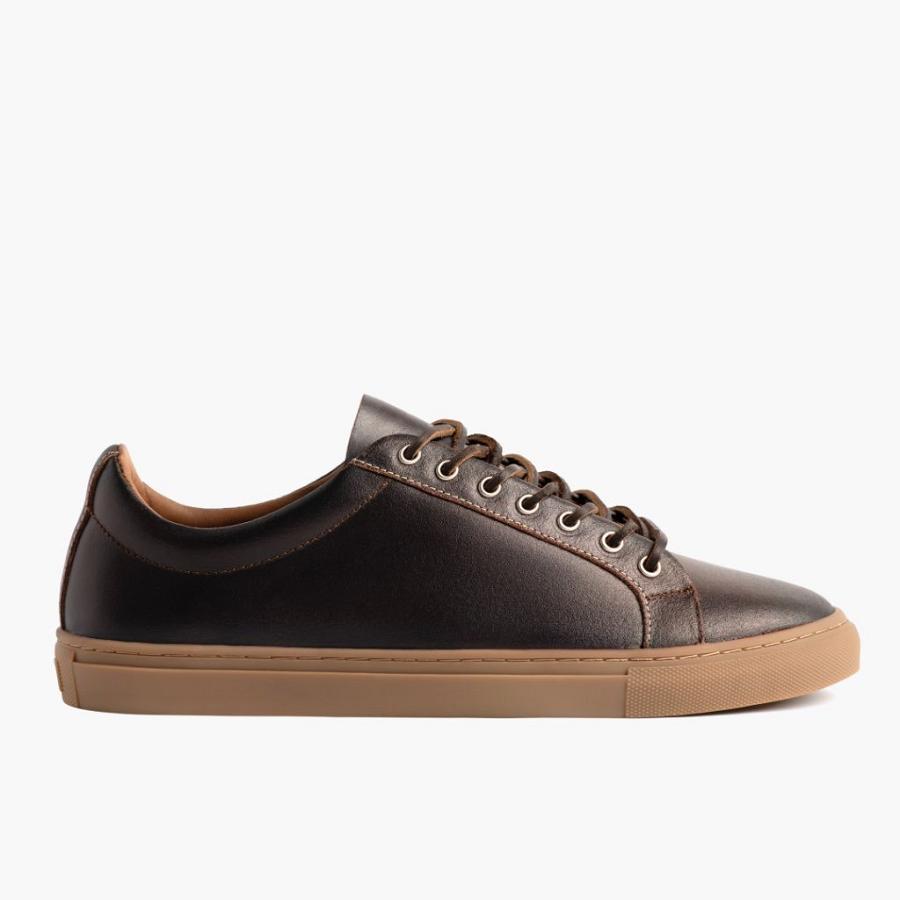 Men's Thursday Premier Low Tops Leather Classic Sneakers Brown | CA230JPQ