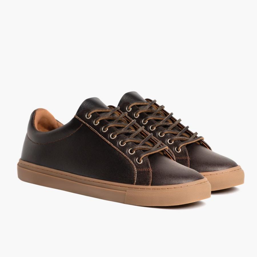 Men\'s Thursday Premier Low Tops Leather Classic Sneakers Brown | CA230JPQ