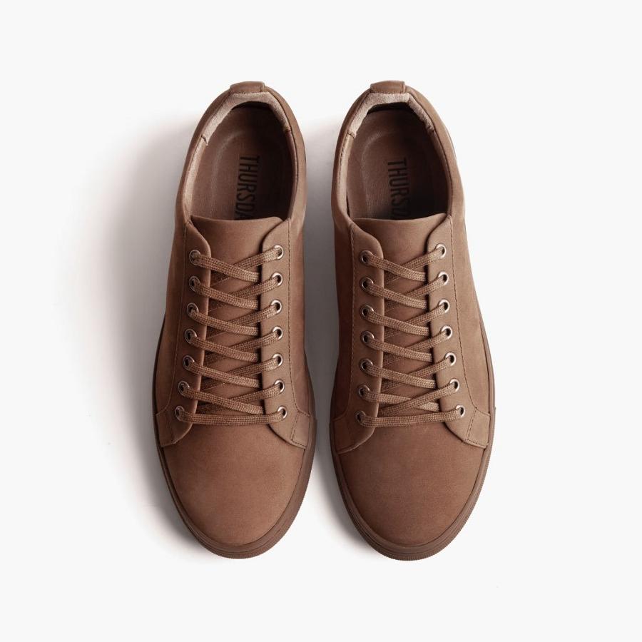 Men's Thursday Premier Low Tops Nubuck Sneakers Brown | CA228LIS