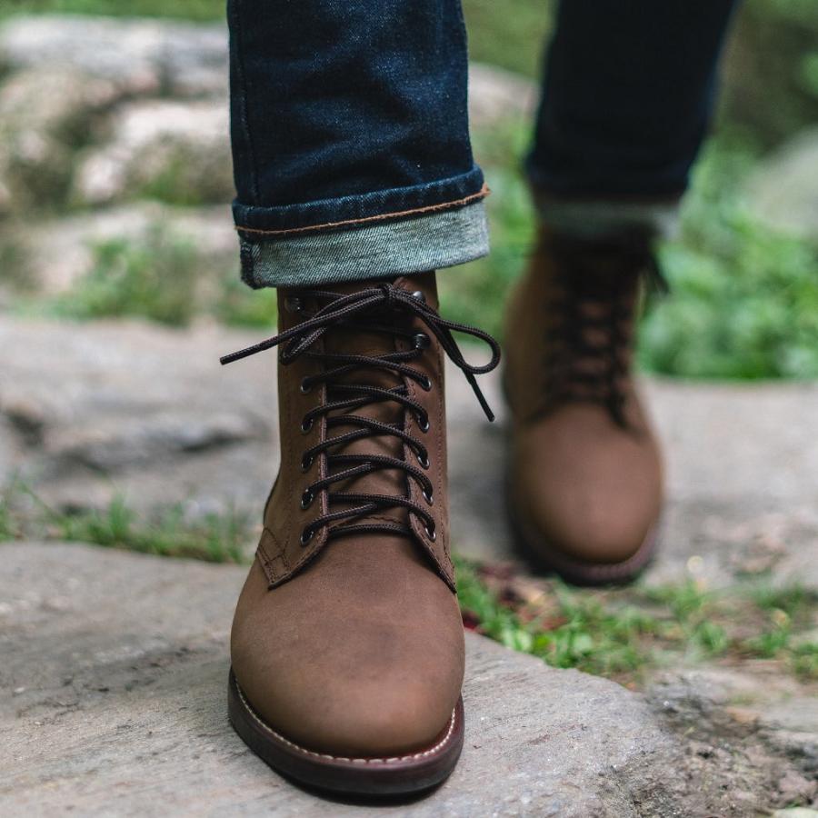 Men's Thursday President Leather Suede Lace Up Boots Brown | CA113RVD