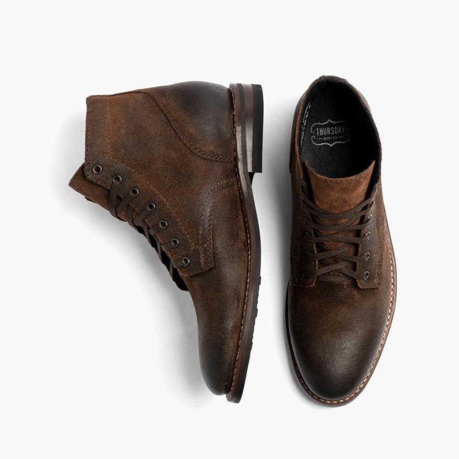 Men's Thursday President Suede Lace Up Boots Coffee | CA115WNB