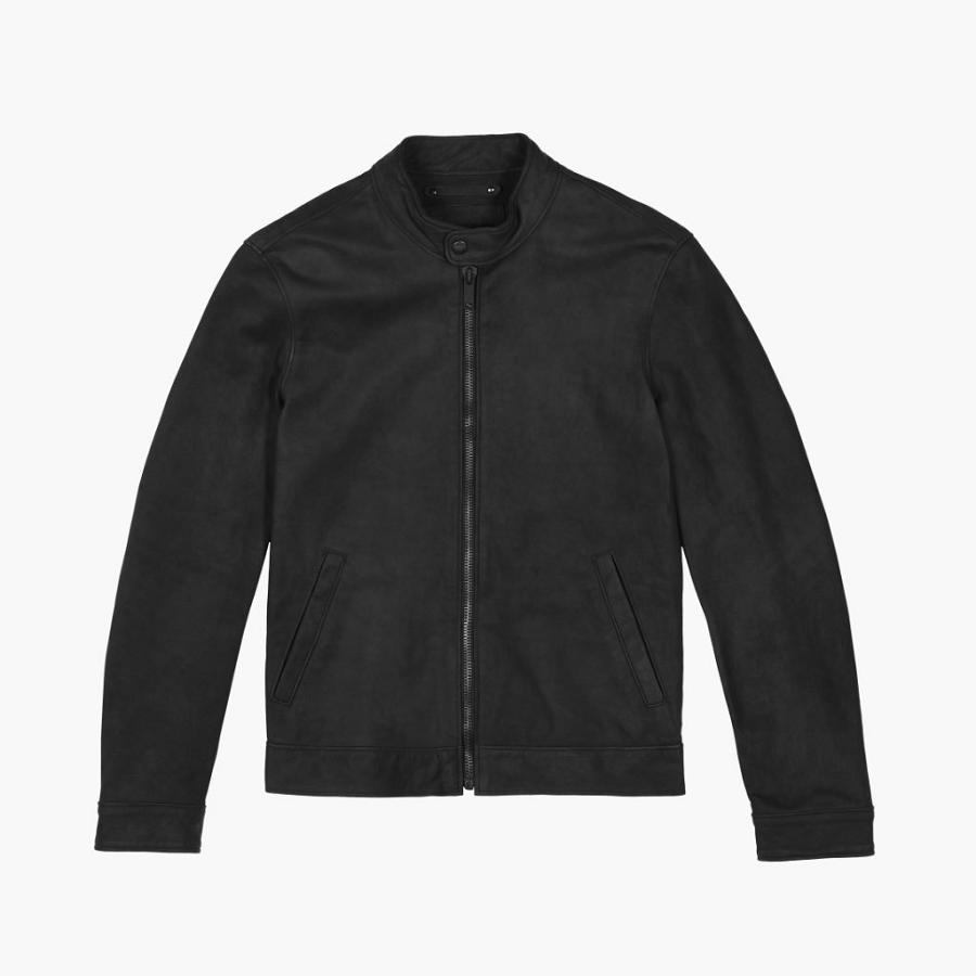 Men's Thursday Racer Leather Classic Jackets Black | CA272QMA