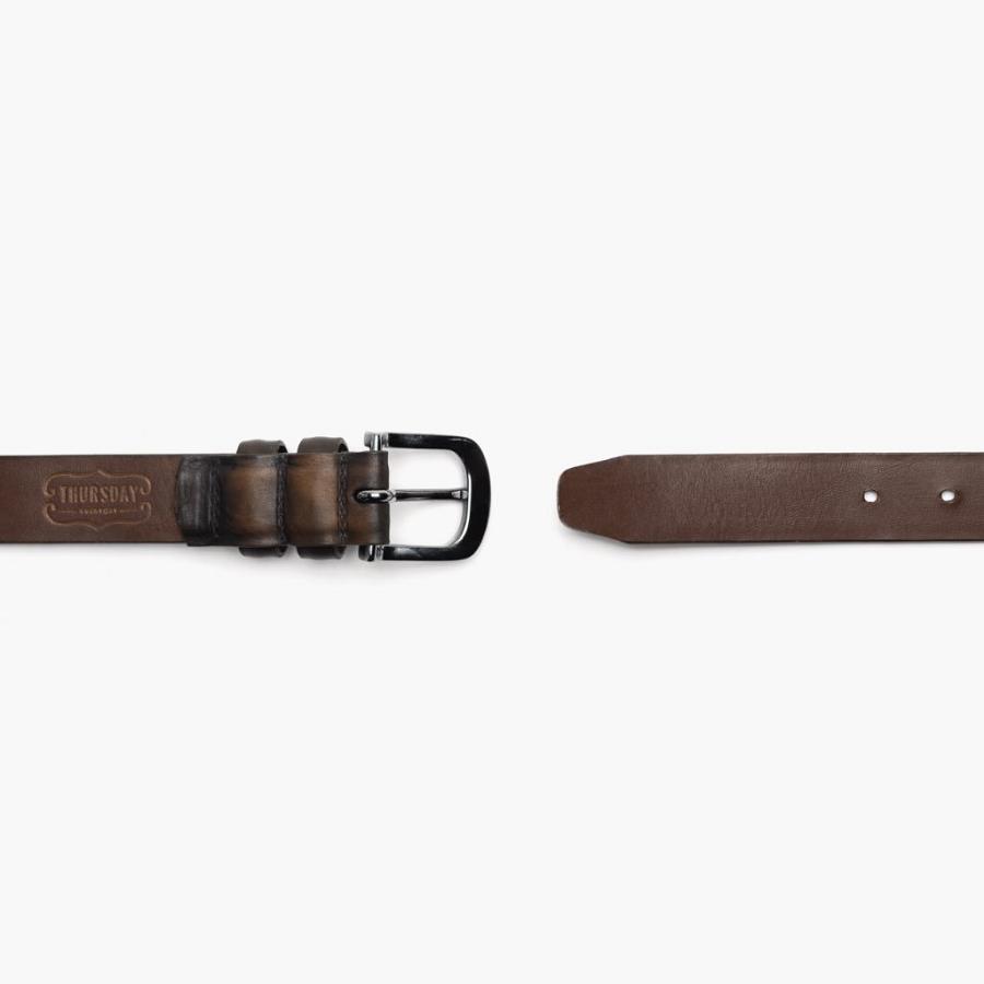 Men's Thursday Refined Leather Belts Black / Coffee | CA306LIS