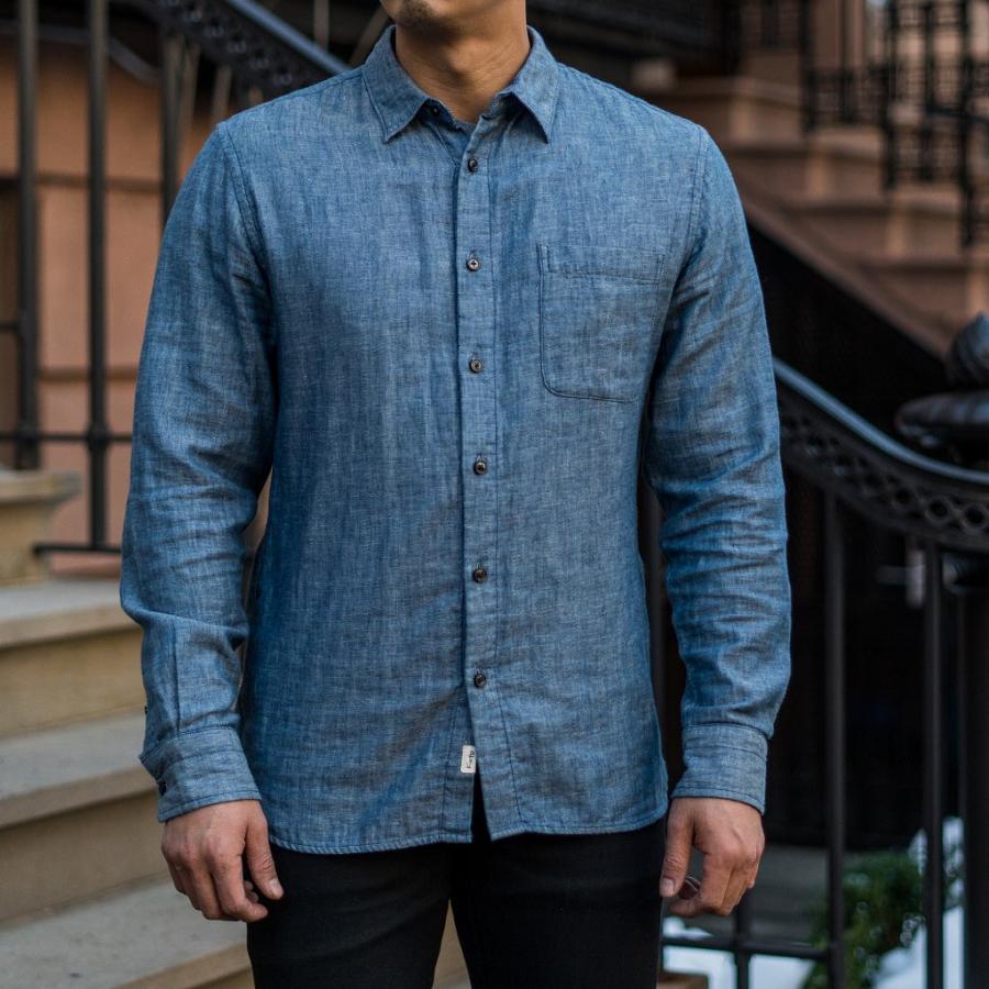 Men's Thursday Ripper Cotton Shirts Blue | CA287CAL