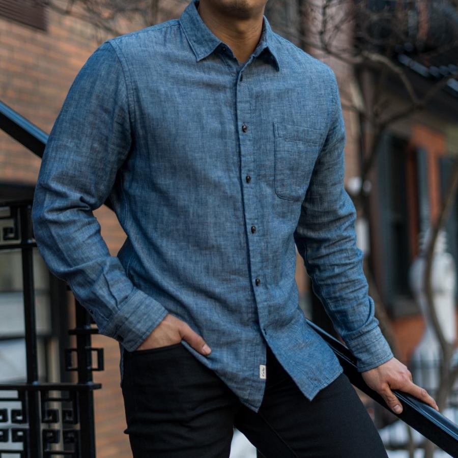 Men's Thursday Ripper Cotton Shirts Blue | CA287CAL