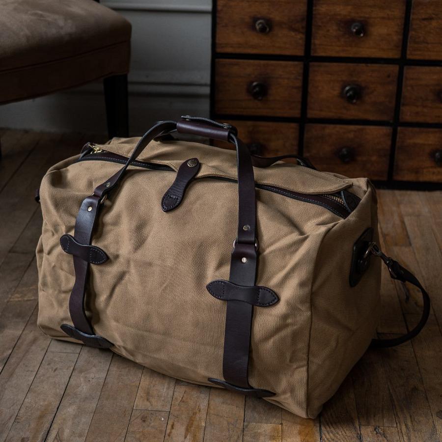 Men's Thursday Rugged Twill Duffle Leather Bags Brown | CA289PJJ