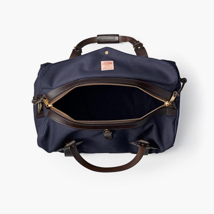 Men's Thursday Rugged Twill Duffle Leather Bags Navy | CA290OKI