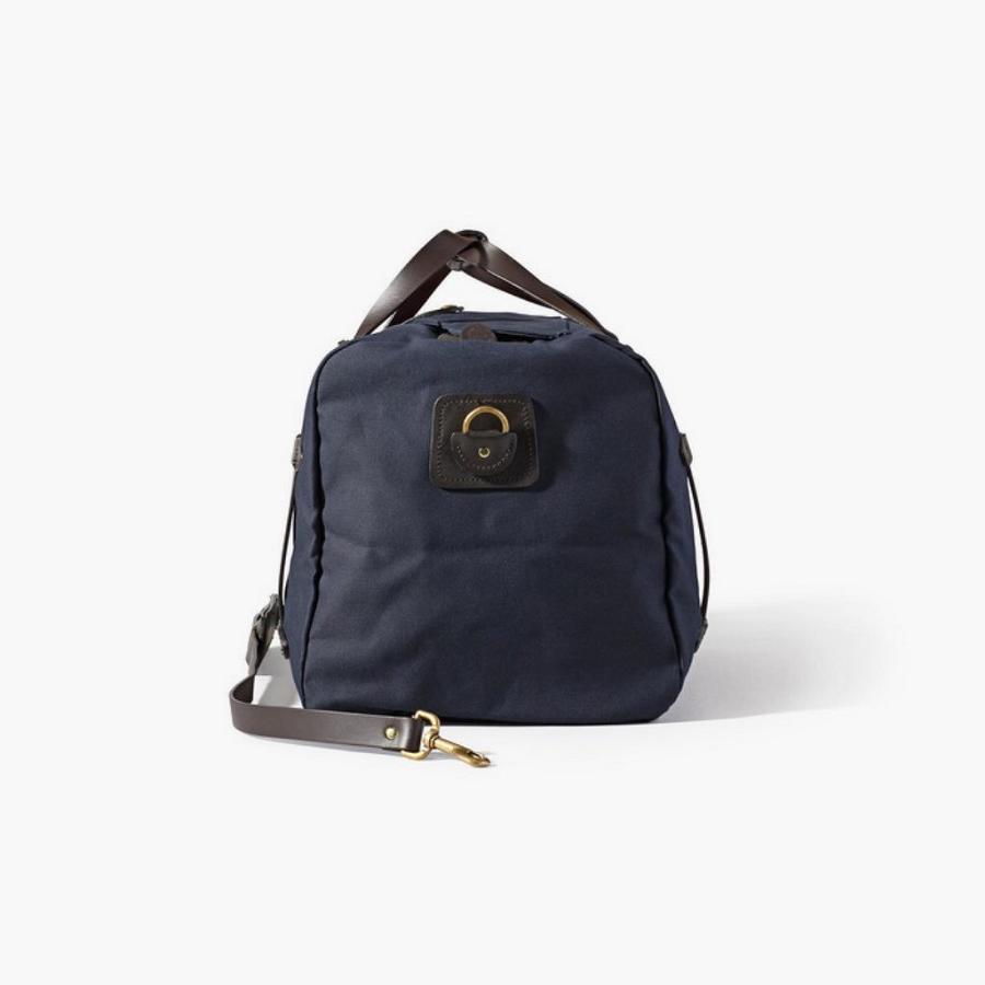 Men's Thursday Rugged Twill Duffle Leather Bags Navy | CA290OKI