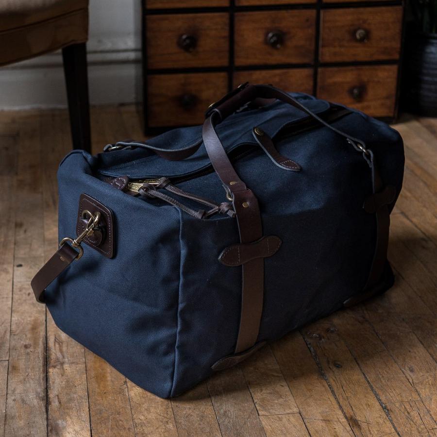 Men's Thursday Rugged Twill Duffle Leather Bags Navy | CA290OKI