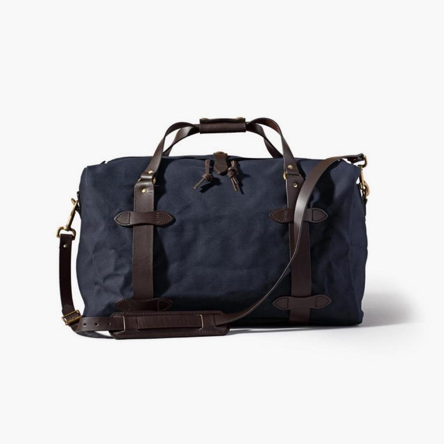 Men\'s Thursday Rugged Twill Duffle Leather Bags Navy | CA290OKI