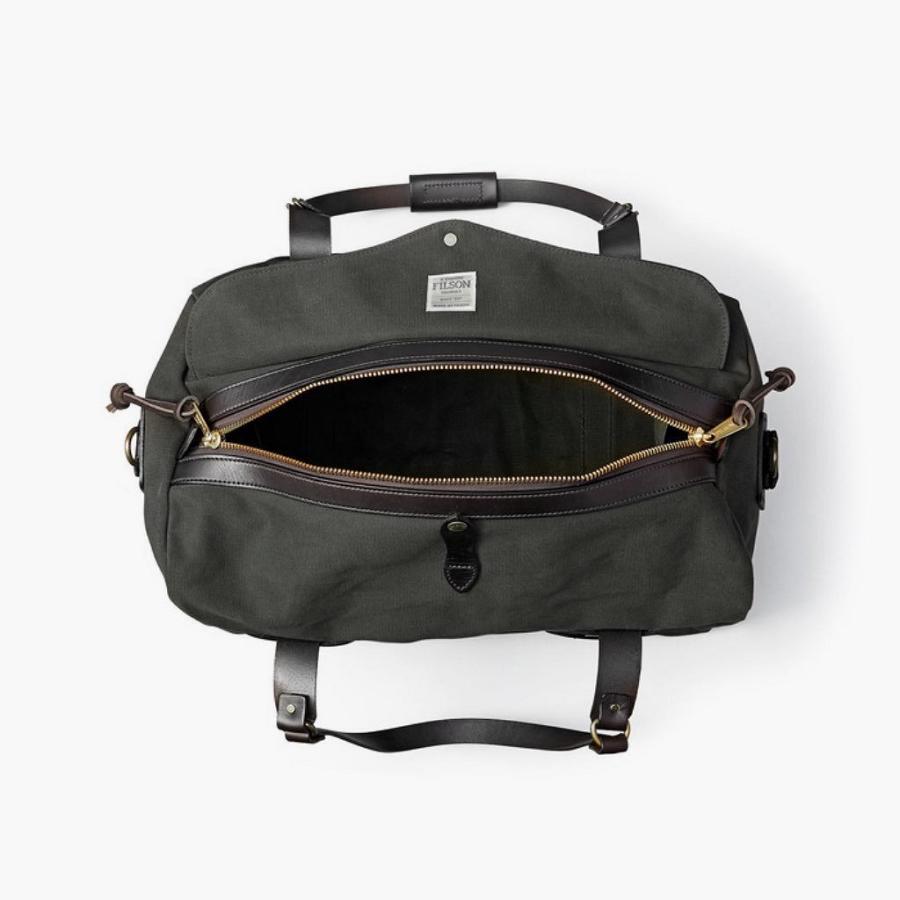 Men's Thursday Rugged Twill Duffle Leather Bags Green | CA291ILH