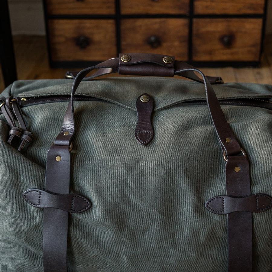 Men's Thursday Rugged Twill Duffle Leather Bags Green | CA291ILH