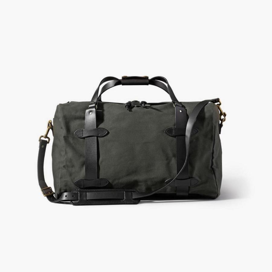 Men\'s Thursday Rugged Twill Duffle Leather Bags Green | CA291ILH