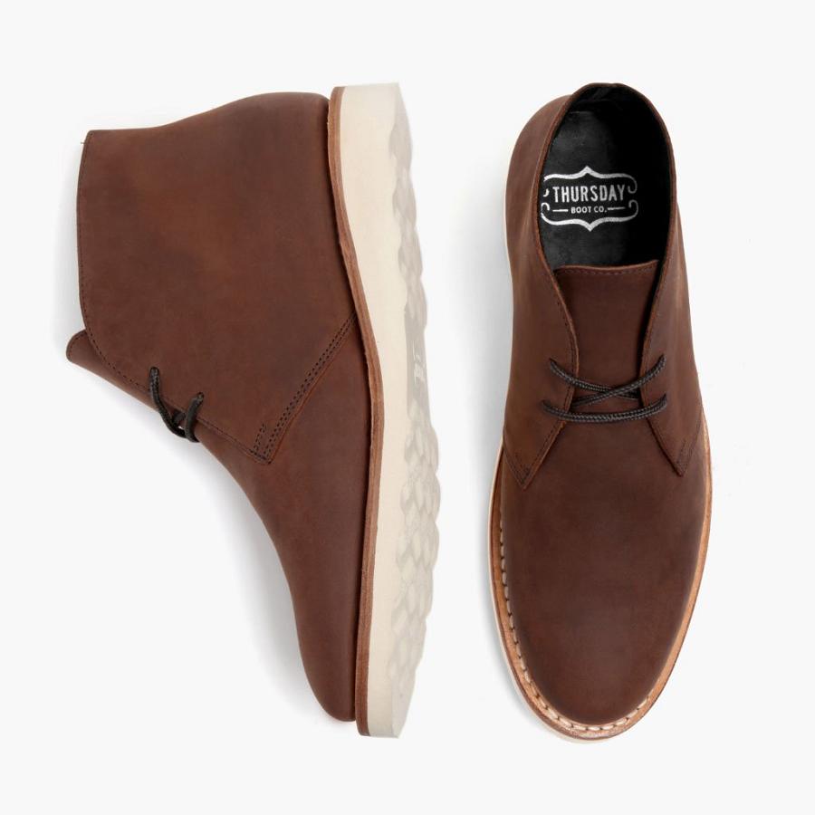 Men's Thursday Scout Leather Chukka Boots Brown | CA53CAL