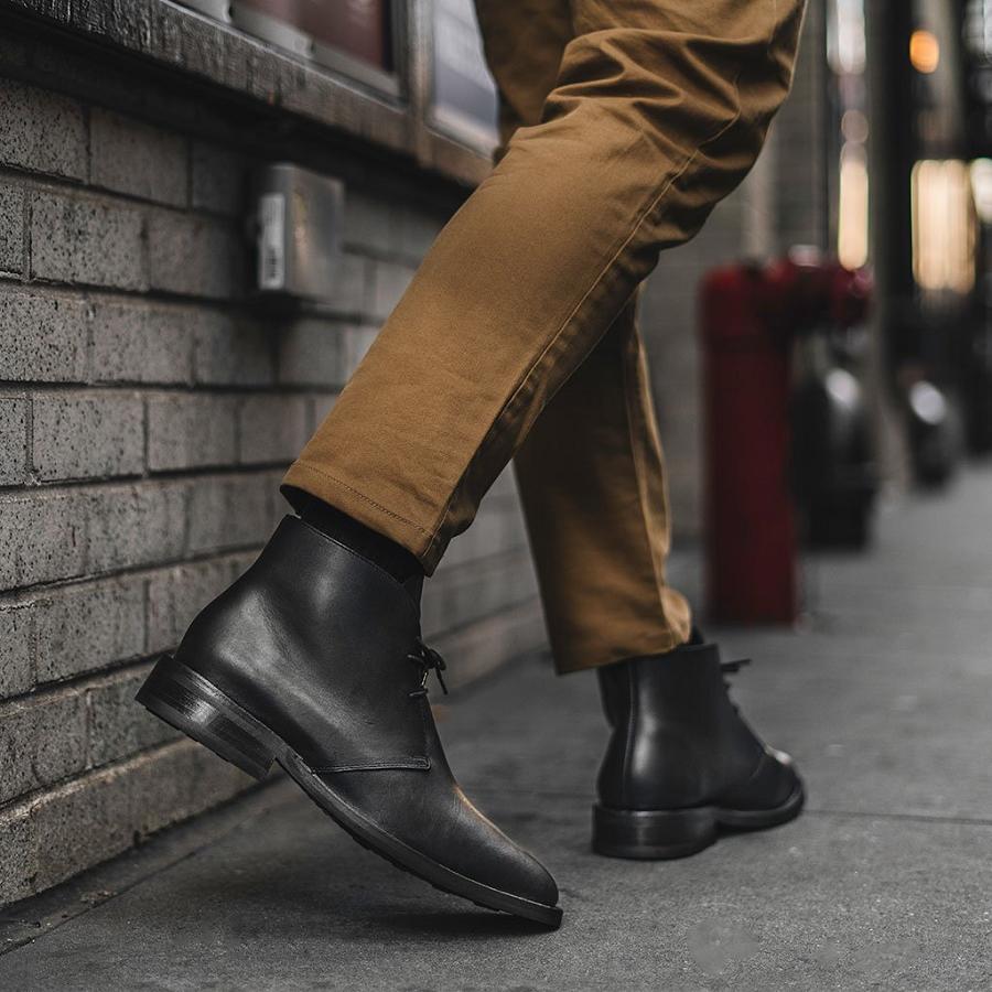 Men's Thursday Scout Leather Chukka Boots Black | CA56OKI