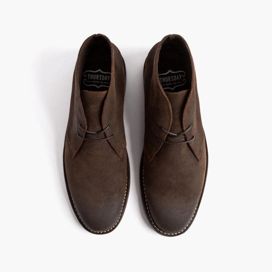 Men's Thursday Scout Suede Chukka Boots Coffee | CA61RVD