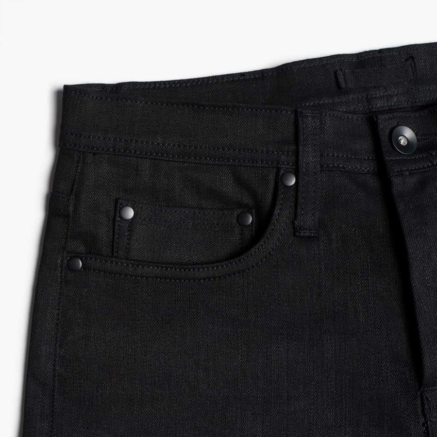 Men's Thursday Stretch Selvedge Tapered Cotton Jeans Black | CA278XYU