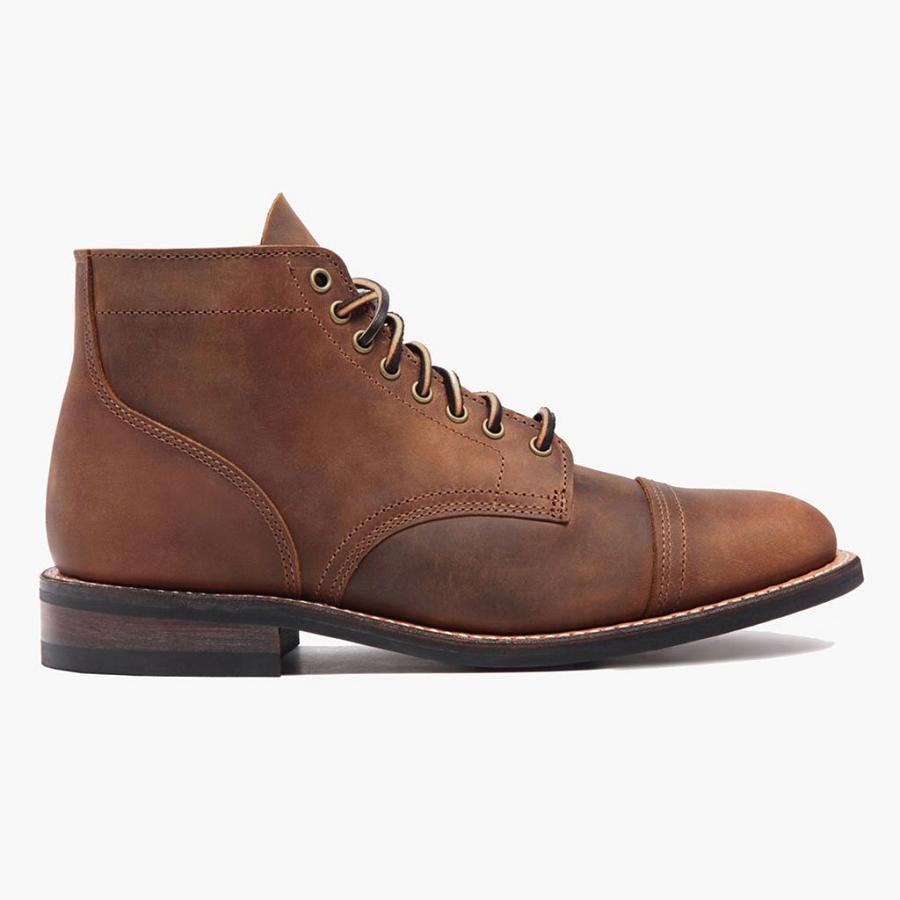 Men's Thursday Vanguard Leather Lace Up Boots Coffee | CA128GSO