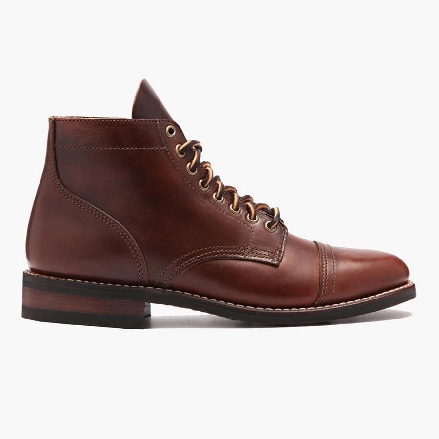 Men's Thursday Vanguard Leather Lace Up Boots Burgundy | CA131CAL