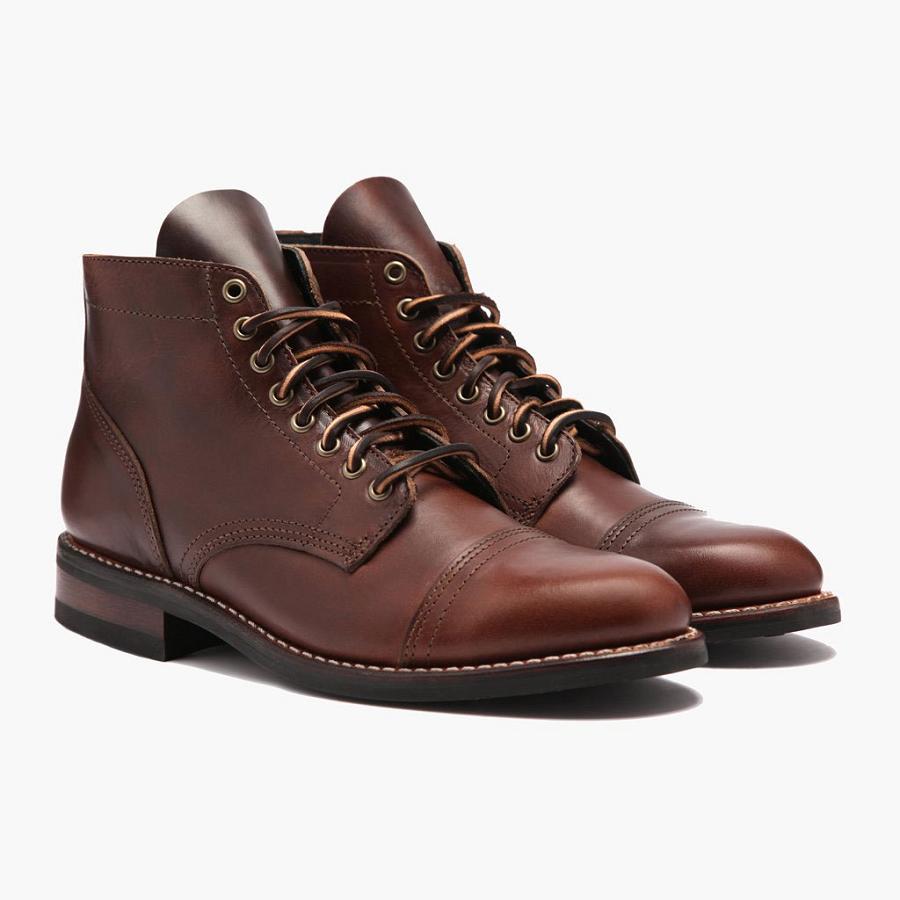 Men\'s Thursday Vanguard Leather Lace Up Boots Burgundy | CA131CAL