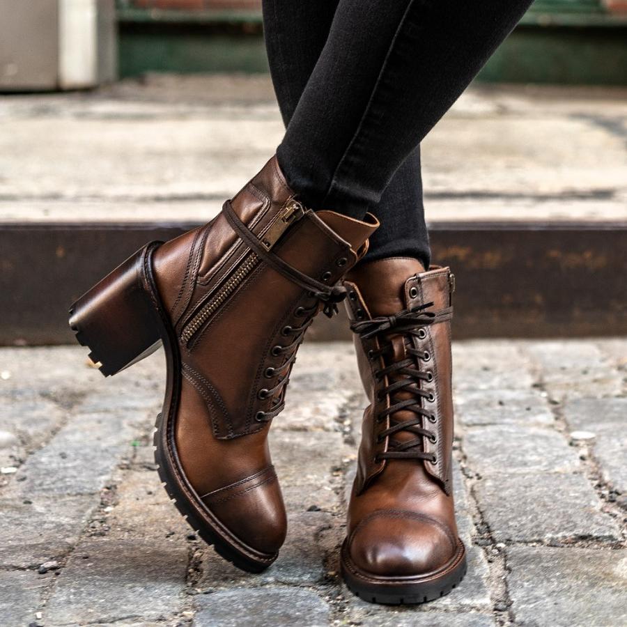 Women's Thursday Boots Rebel Leather High Heels Brown | CA416DFM