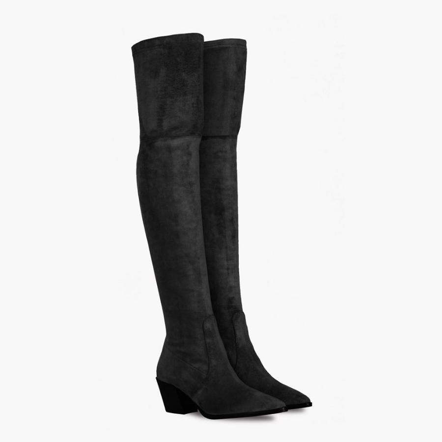 Women's Thursday Boots Tempest Suede High Heels Black | CA420OKI