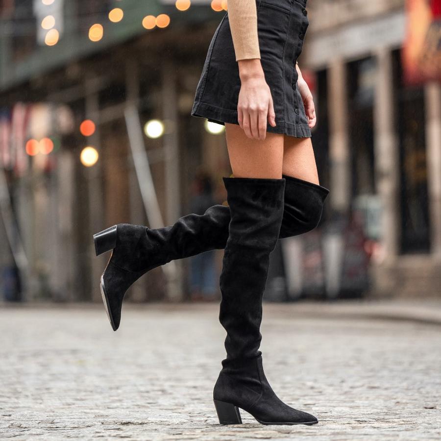 Women's Thursday Boots Tempest Suede High Heels Black | CA420OKI