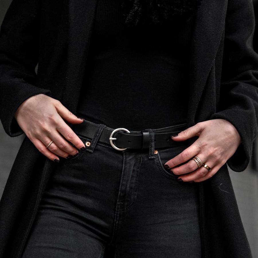 Women's Thursday Circle Leather Belts Black | CA390DFM28