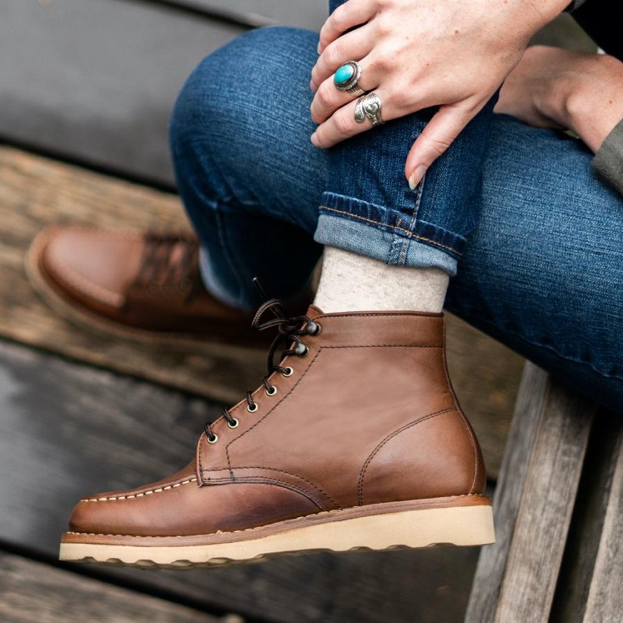 Women's Thursday Diplomat Leather Lace Up Boots Brown | CA346TCE