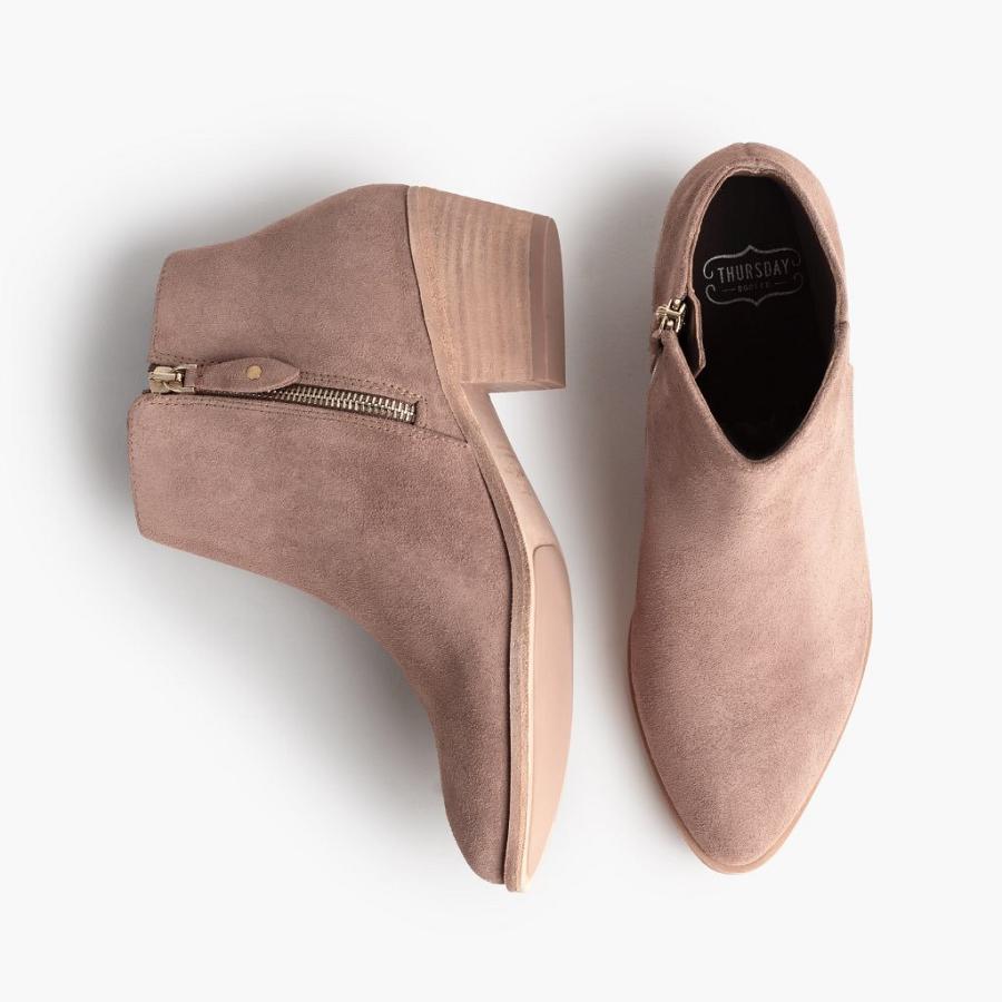 Women's Thursday Downtown Suede Booties Rose / Brown | CA356XYU