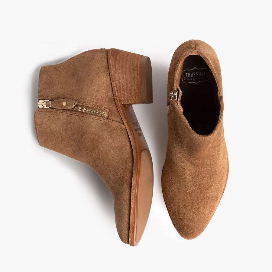 Women's Thursday Downtown Suede Booties Brown | CA391CAL