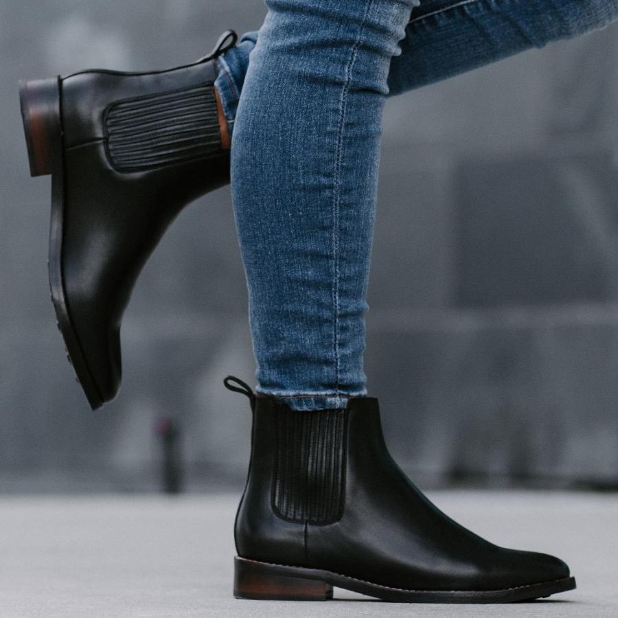 Women's Thursday Dreamer Leather Chelsea Boots Black | CA186OKI