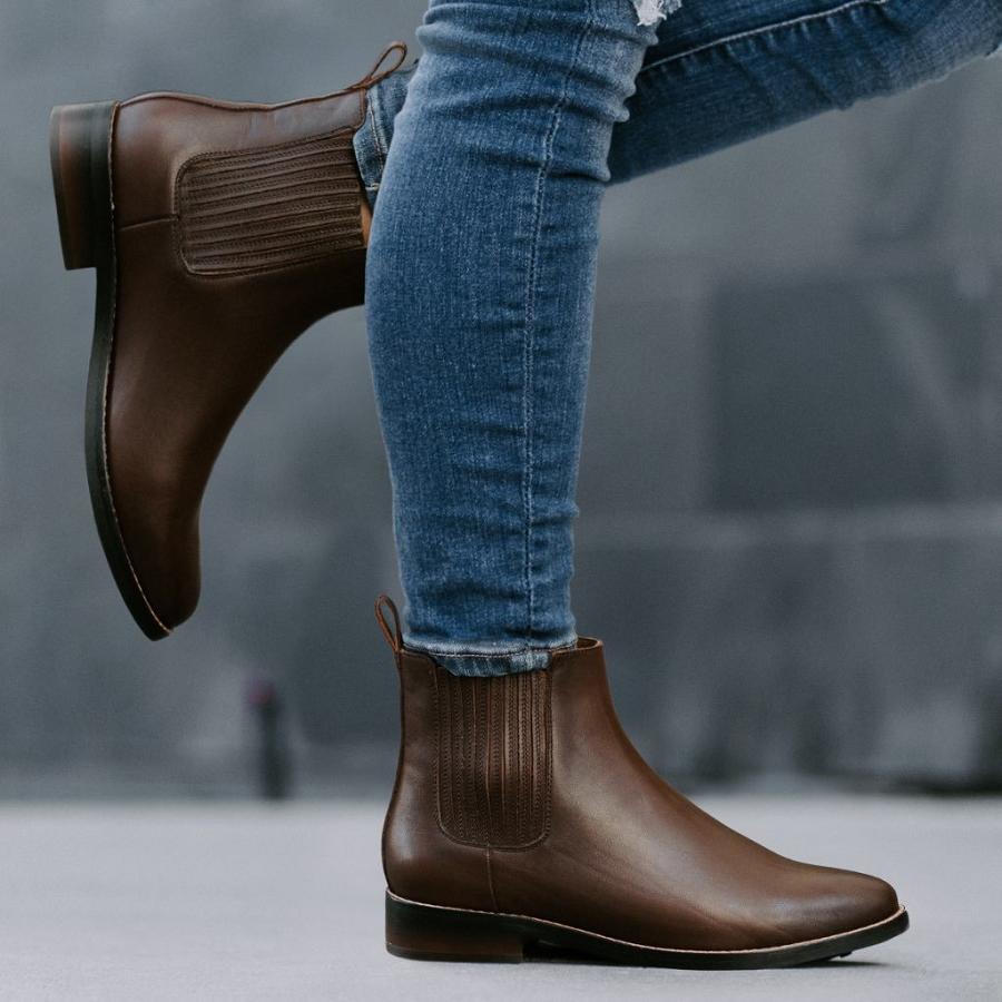 Women's Thursday Dreamer Leather Chelsea Boots Chocolate | CA357ZUT