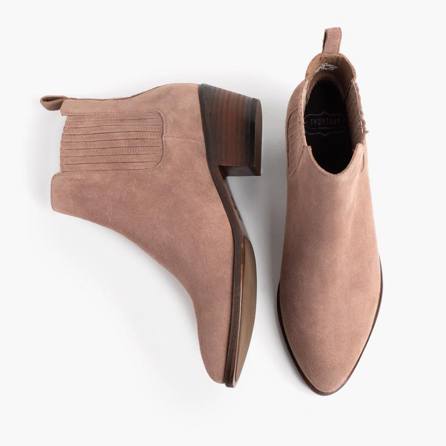 Women's Thursday Dreamer Suede Booties Rose / Brown | CA392AHK