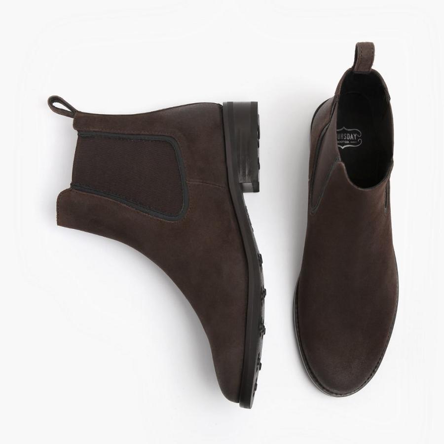 Women's Thursday Duchess Suede Chelsea Boots Dark / Brown | CA370UZG