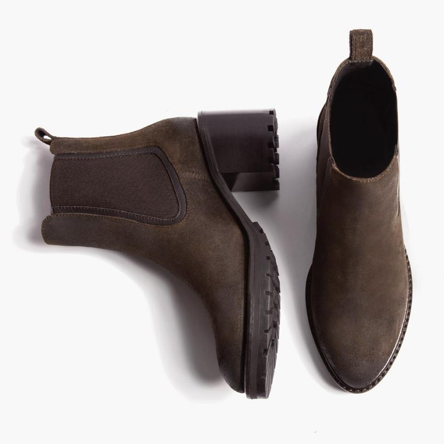 Women's Thursday Knockout Suede Chelsea Boots Olive | CA380VRW