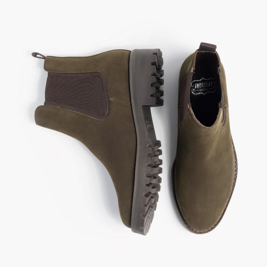 Women's Thursday Legend Nubuck Chelsea Boots Olive | CA394OKI