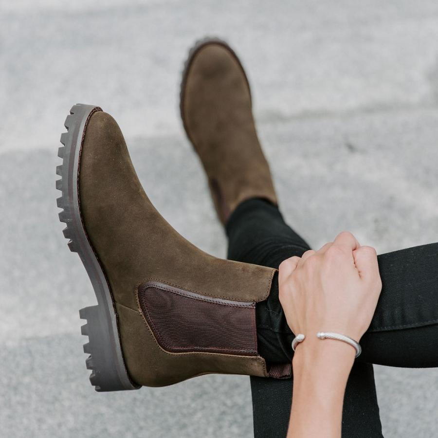 Women's Thursday Legend Nubuck Chelsea Boots Olive | CA394OKI