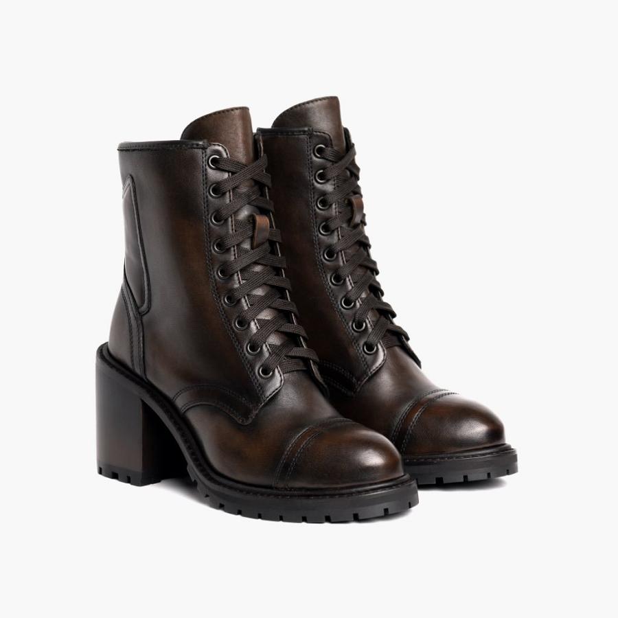 Women's Thursday Rebel Leather Boots Black / Coffee | CA390DFM25