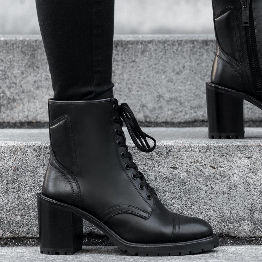 Women's Thursday Rebel Leather Lace Up Boots Black | CA350QMA