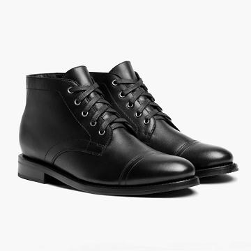 Men's Thursday Cadet Leather Lace Up Boots Black | CA66NWY